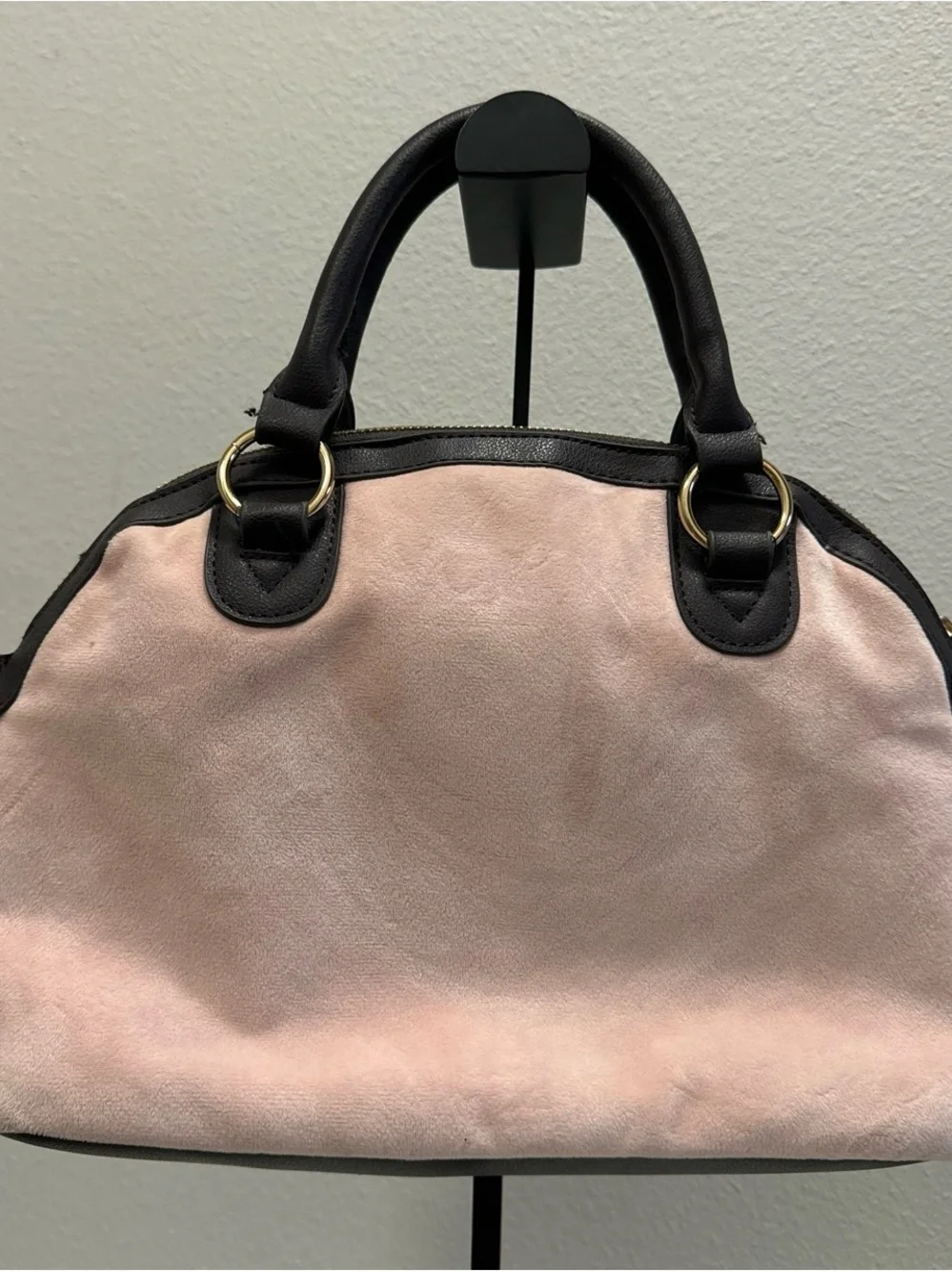 Juicy Couture Pink and Black Crest Satchel with Heart Charm